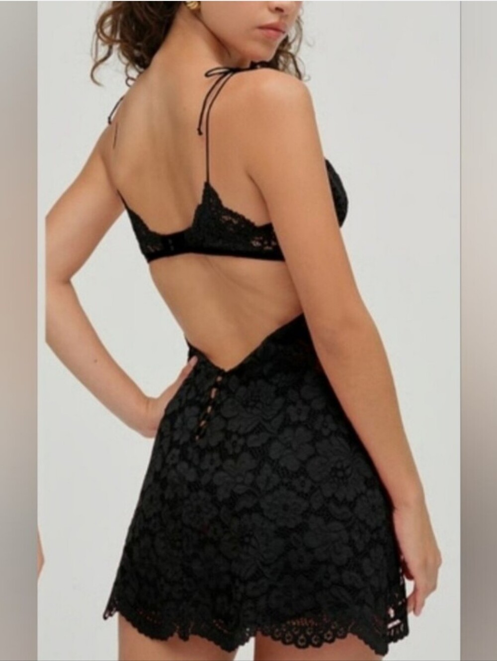 For Love And Lemons Black Creamcicle Lace Slip Dress